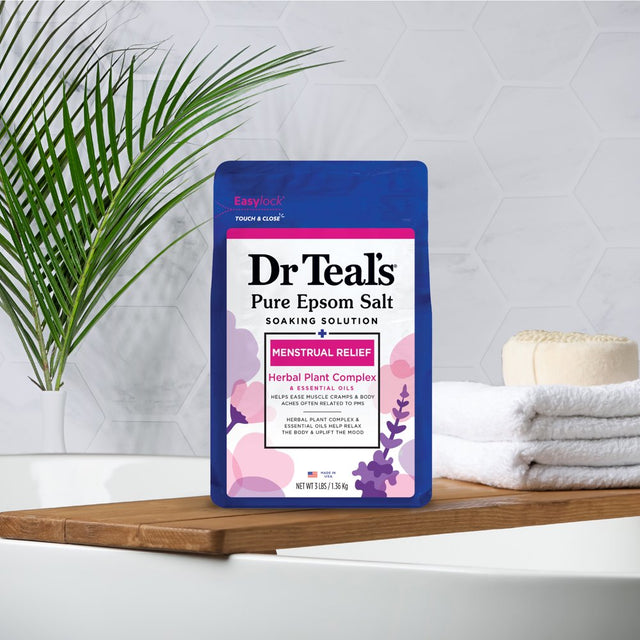 Dr Teal'S Menstrual Relief Epsom Salt Soaking Solution with Herbal Plant Complex, 3 Lbs