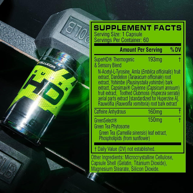 Cellucor Super HD for Men & Women - Enhance Focus and Increase Energy - Capsimax, Green Tea Extract, 160Mg Caffeine & More 60 Servings