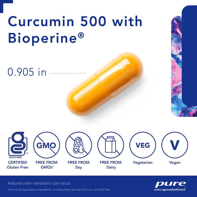 Pure Encapsulations Curcumin 500 with Bioperine | Antioxidant Supplement to Support Joints, Tissue, Liver, Colon, and Cellular Health* | 120 Capsules