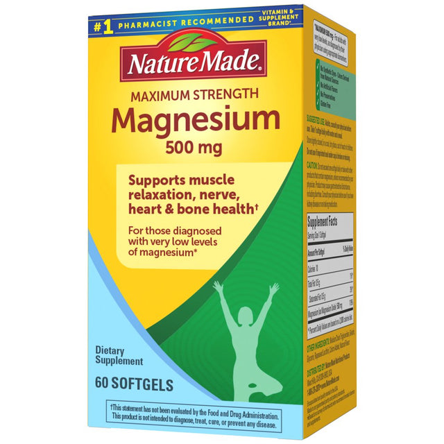 Nature Made Maximum Strength Magnesium 500 Mg Softgels, 60 Count