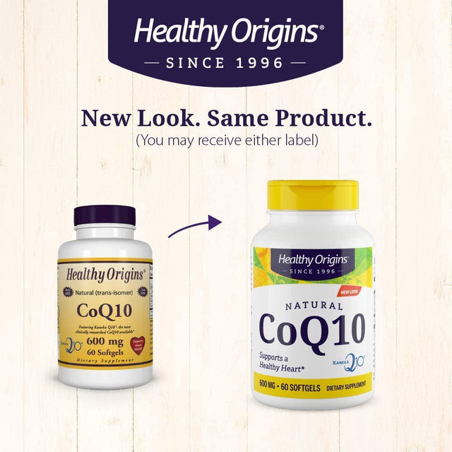 Healthy Origins Coq10 600 Mg (Kaneka Q10, Non-Gmo, Gluten Free, Heart Support, Energy Support), 60 Softgels