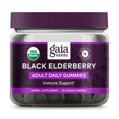 Gaia Herbs Black Elderberry Adult Daily Gummies - 80 Gummies (Up to 40-Day Supply)