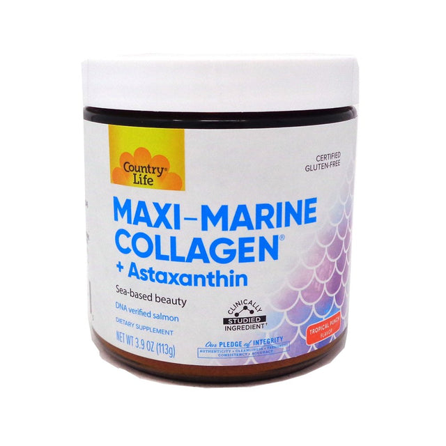 Country Life Maxi-Marine Collagen plus Astaxanthin Tropical Punch - 3.9 Ounces