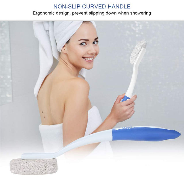 Long Handle Remove Dead Skin Cutin Foot Rasp File Foot Brush with Scrubbing Pumice Stone Foot Massage Cleaner for Wet Dry Feet Beauty Foot Care Tool