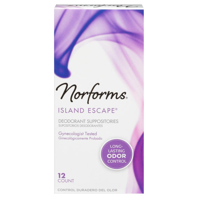 Norforms Feminine Deodorant Suppositories, Island Escape, 12 Ct