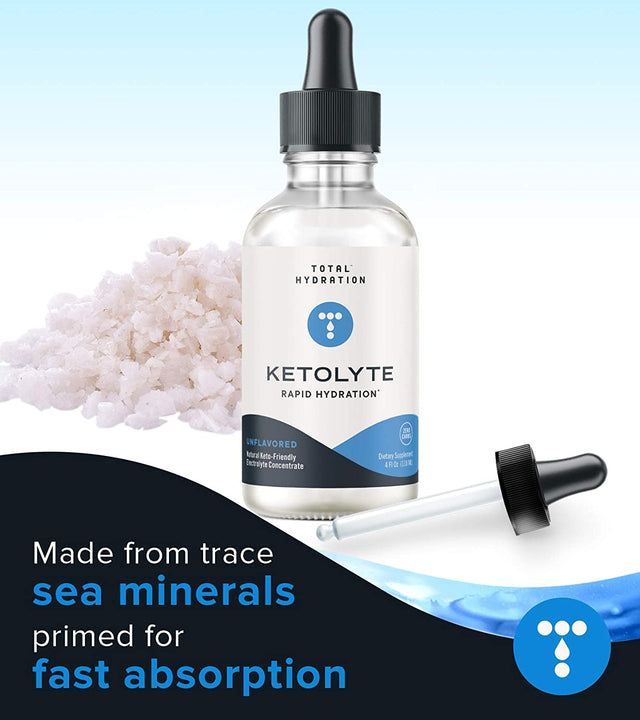 Ketolyte Rapid Hydration (Unflavored) Keto-Friendly Electrolyte Drops with No Calories No Sugar, Natural Electrolyte Supplement with Magnesium (39 Servings)