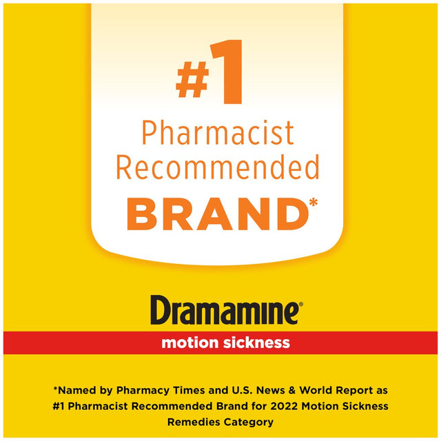 Dramamine Non-Drowsy, Motion Sickness Relief, Made with Natural Ginger, 18 Count