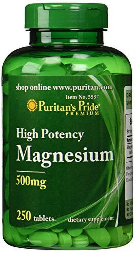 Puritans Pride Magnesium 500 Mg-250 Tablets, 250 Count