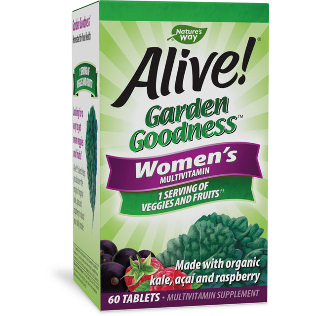 Nature'S Way Alive! Garden Goodness Multivitamin for Women, 1 Serving Veggies & Fruits**, with Organic Kale, High Potency B-Vitamins, 60 Tablets