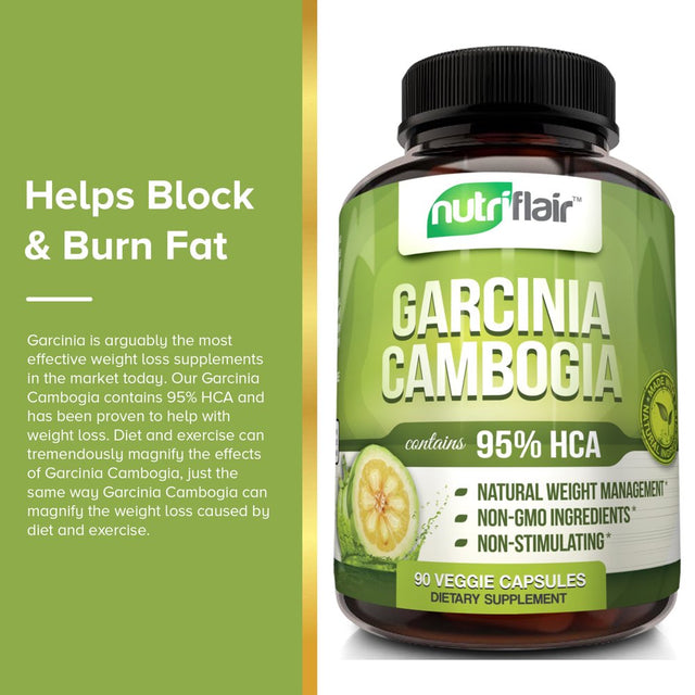 Nutriflair Garcinia Cambogia Supplement 95% HCA Metabolism Booster for Weight Loss 90 Capsules