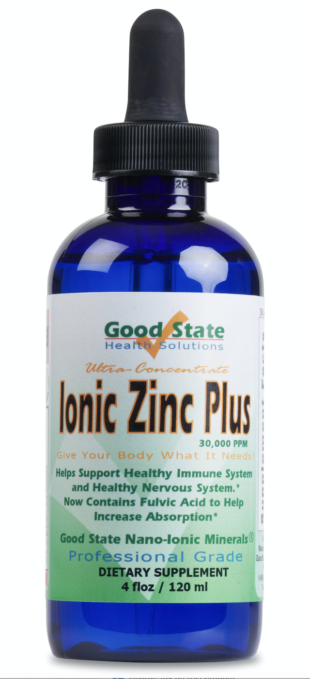 Liquid Ionic Zinc plus Ultra Concentrate by Good State for Immune Support | Organic Mineral Supplement | Children Safe | Vegan, Non-Gmo | 4 Fluid Ounce 200 Servings