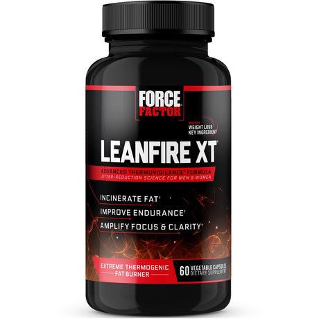 Leanfire XT Thermogenic Fat Burner Supplement for Men and Women with Green Tea Extract and L-Theanine to Double Weight Loss and Increase Energy and Endurance, Force Factor, 60 Capsules