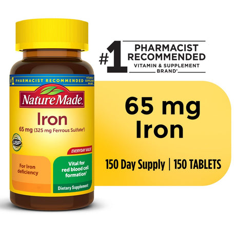 Nature Made Iron 65 Mg (325 Mg Ferrous Sulfate) Tablets, Dietary Supplement, 150 Count