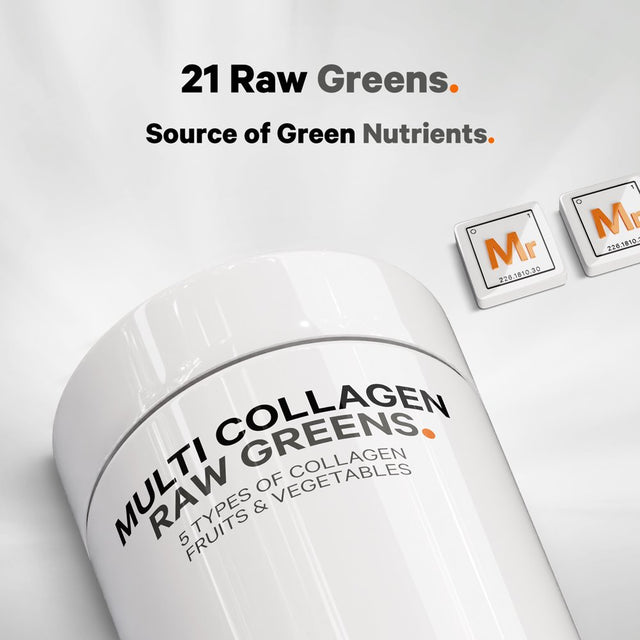 Codeage Multi Collagen Raw Greens, 5 Types Collagen Peptides Capsules, Organic Fruits & Vegetables, 180 Ct