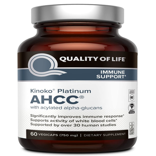 Premium Kinoko Platinum AHCC Supplement - 750Mg of AHCC per Capsule - Supports Immune Health, Liver Function, Maintains Natural Killer Cell Activity - 60 Veggie Capsules