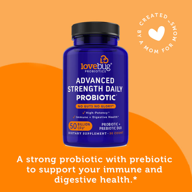 Lovebug Probiotics No Guts No Glory Advanced Strength Daily Probiotic, 30 Count