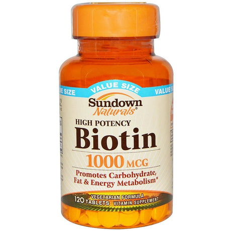 Sundown Naturals Biotin 1000 MCG Tablets 120 Ea (Pack of 2)