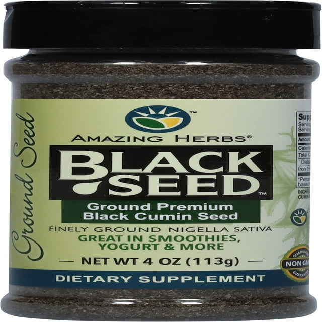 Amazing Herbs Black Ground Seed Jar, 4 Fluid Ounce