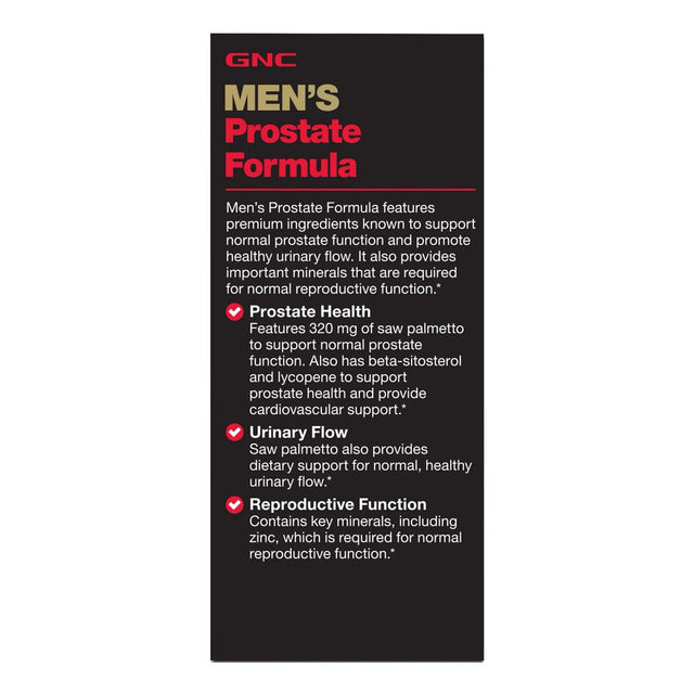 GNC Men'S Prostate Formula, 60 Softgel Capsules, with Saw Palmetto, Beta-Sitosterol, & Zinc