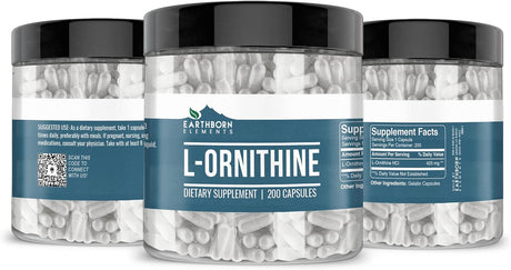 Earthborn Elements (200 Capsules L-Ornithine Hcl, Amino Acid, Protein Synthesis