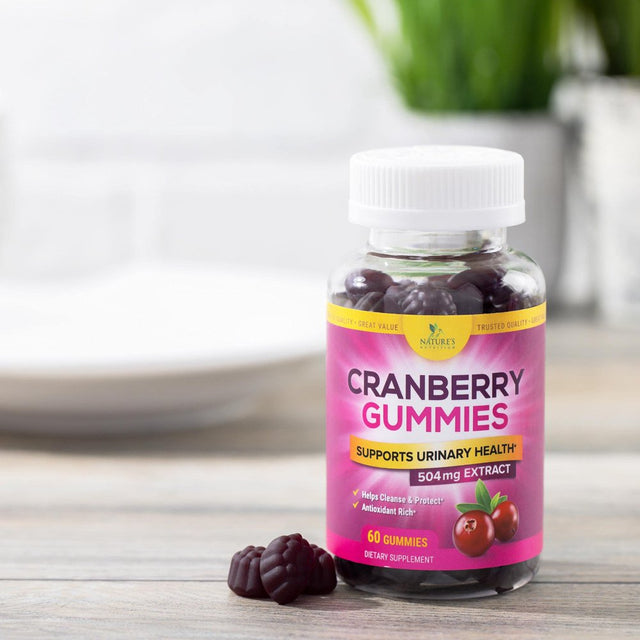 Nature'S Nutrition Cranberry Urinary Tract Health Gummies + Vitamin C - 25,000Mg - Triple Strength Cranberry Concentrate Extract Supplement Pills, Ultimate Potency, Non-Gmo, Gluten Free - 60 Gummies