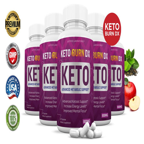 (5 Pack) Keto Burn DX Pills 800MG Includes Apple Cider Vinegar Gobhb Exogenous Ketones Advanced Ketosis Support for Men Women 300 Capsules