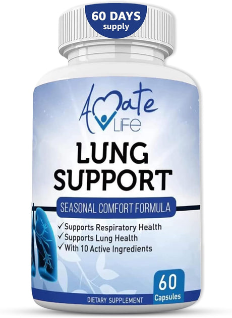 Lung Support Dietary Supplements Herbal Breathing Support 10 Active Ingredients Original Formula for Lung Health Lung Cleanse Formula Supplement for Bronchial System 60 Capsules Non GMO