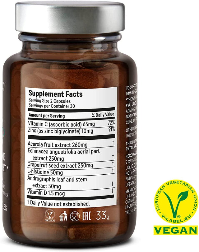 N°7 Immune Support Supplement - Immunity Boost with Echinacea - Natural Vitamin C from Acerola - Zinc - Andrographis - Grapefruit Seed Extract - Vegan Immune System Vitamins Complex - 60 Capsules