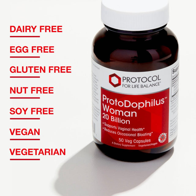 Protocol for Life Balance - Protodophilus Woman 20 Billion - Supports Vaginal Health, Helps to Reduce Occasional Bloating, Supports Immune System, Gastrointestinal Regularity - 50 Veg Capsules