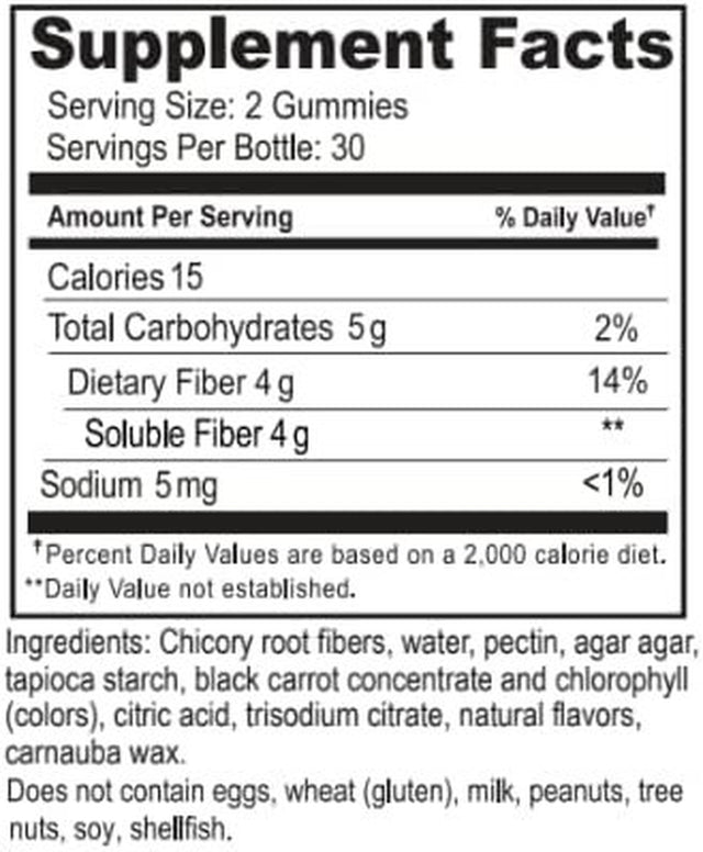 Health Supplied Fiber Prebiotic Gummies Sugar Free Keto Diet | Gut Cleansing, Digestive Support, Constipation Relief | Natural Berry Flavor