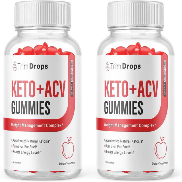 (2 Pack) Trim Drops Keto ACV Gummies - Supplement for Weight Loss - Energy & Focus Boosting Dietary Supplements for Weight Management & Metabolism - Fat Burn - 120 Gummies