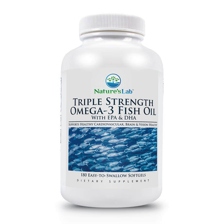 Nature'S Lab Triple Strength Omega-3 Fish Oil with EPA & DHA - 180 Softgels (3 Month Supply)- Supports Healthy Brain Function, Cognitive Health & Circulation*