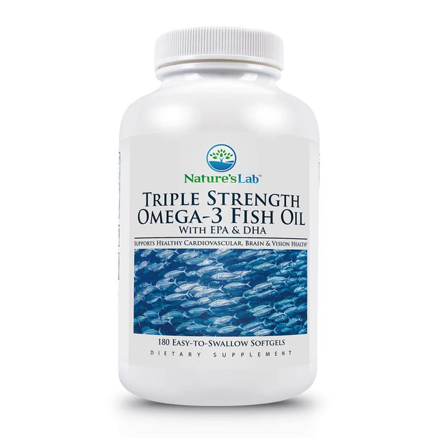 Nature'S Lab Triple Strength Omega-3 Fish Oil with EPA & DHA - 180 Softgels (3 Month Supply)- Supports Healthy Brain Function, Cognitive Health & Circulation*