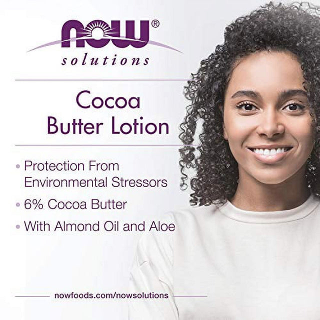 NOW Solutions, Cocoa Butter Lotion for Dry and Flaky Skin, with Aloe Vera, Allatonin and Almond Oil, 8-Ounce