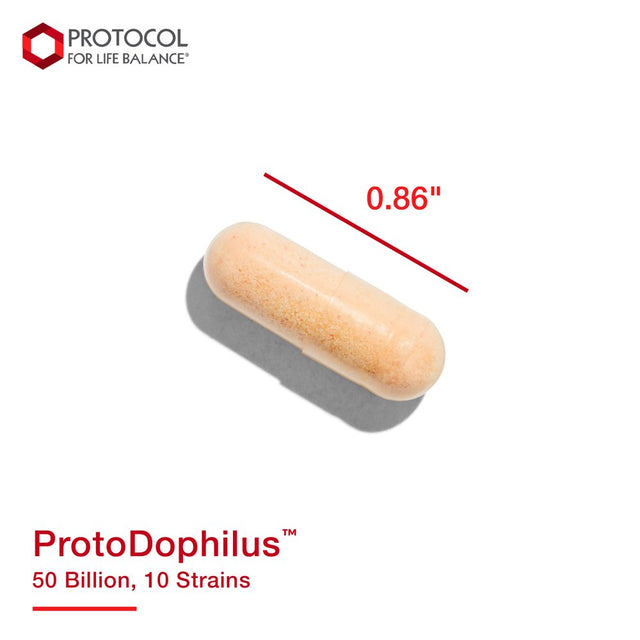 Protocol for Life Balance - Protodophilus - 50 Billion, 10 Strains - Healthy Intestinal Probiotic Flora to Support Digestive Function and Immune Health - 50 Veg Capsules