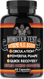 Angry Supplements Monster Test Nitric Oxide Booster Capsules, Extreme N.O Boost, Powerful Workouts, Quick Recovery & Energy (1-Bottle, 60Ct)