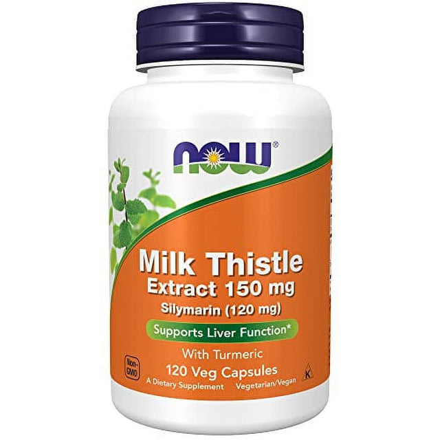 NOW Supplements, Silymarin Milk Thistle Extract 150 Mg with Turmeric, Supports Liver Function*, 120 Veg Capsules