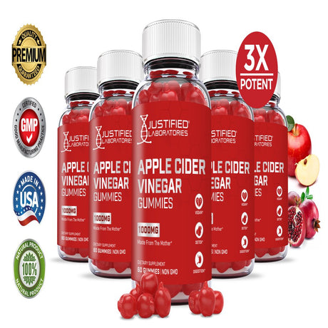 (5 Pack) Apple Cider Vinegar Gummies 1000MG with Pomegranate Juice Beet Root B12 300 Gummys Supplement