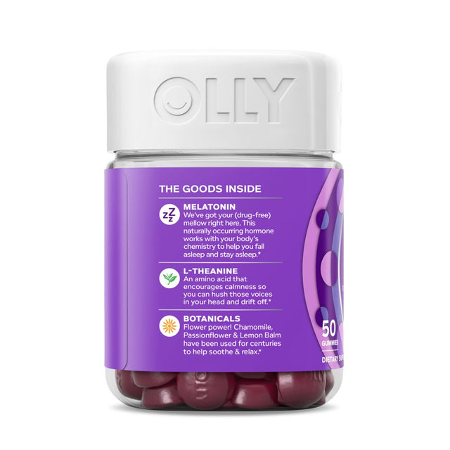 OLLY Sleep Gummy Supplement, 3Mg Melatonin, L Theanine, Chamomile, Blackberry, 50 Ct