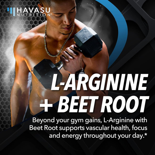 HAVASU NUTRITION L Arginine Powder | L-Arginine L-Citrulline Organic Beet Root and S7 Plant-Based Ingredients for Pre Workout Post Nitric Oxide Supplements Men & Women Mixed Berry