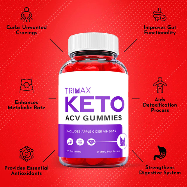 (1 Pack) Trimax Keto ACV Gummies - Supplement for Weight Loss - Energy & Focus Boosting Dietary Supplements for Weight Management & Metabolism - Fat Burn - 60 Gummies