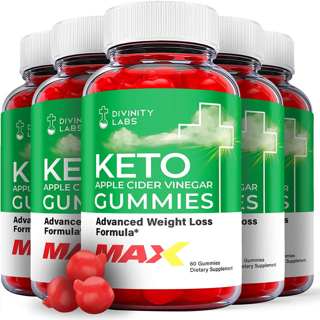 (5 Pack) Divinity Labs Max Keto ACV Gummies - Supplement for Weight Loss - Energy & Focus Boosting Dietary Supplements for Weight Management & Metabolism - Fat Burn - 300 Gummies