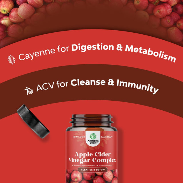 Cleansing Apple Cider Vinegar Capsules - ACV Deep Cleanse and Detox Pills for Gut and Digestive Health with Slimming Cayenne - Extra Strength ACV for Hunger Gut Cleanse and Full Body Detox 120 Count