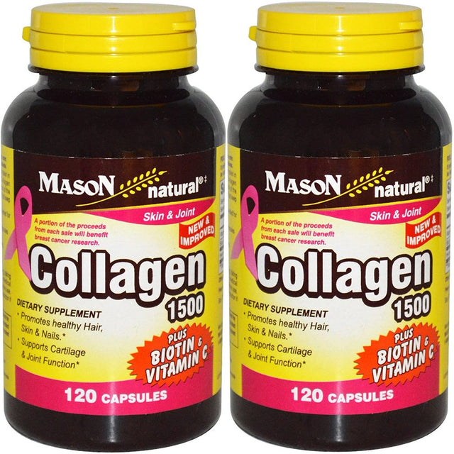 Mason Natural Collagen 1500Mg Caps with Vitamin C, 120 Capsules (Pack of 2)