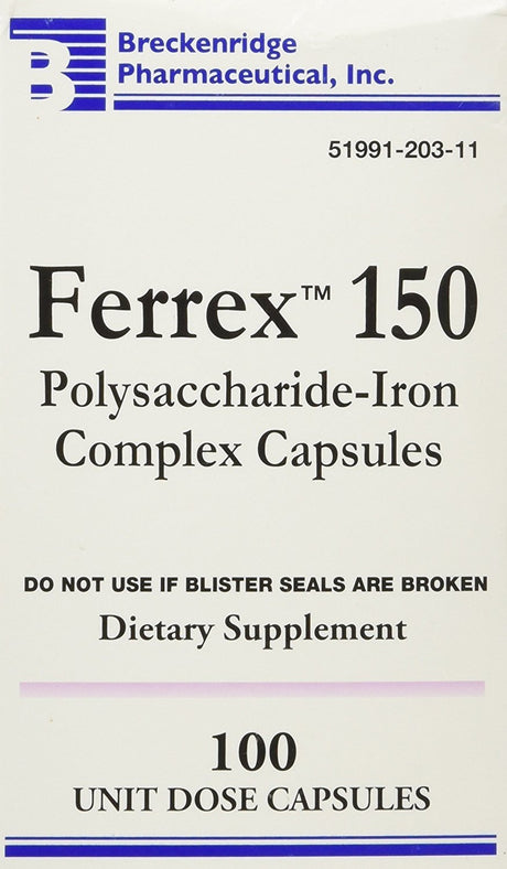 Breckenridge Ferrex 150 Polysaccharide Iron Complex Capsules 100 Ea (Pack of 2)