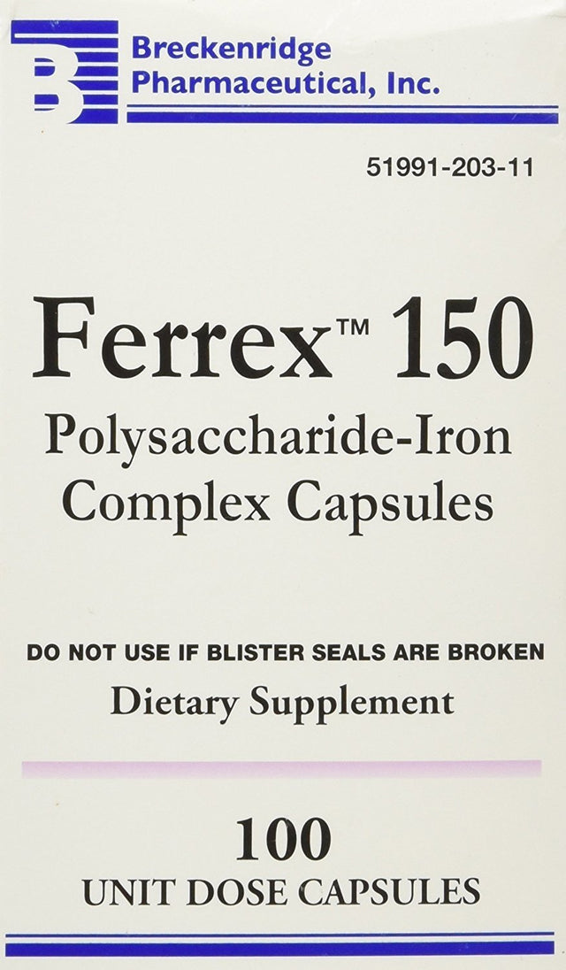 Breckenridge Ferrex 150 Polysaccharide Iron Complex Capsules 100 Ea (Pack of 2)