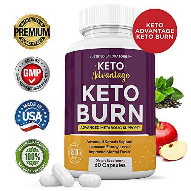 (2 Pack) Keto Advantage Keto Burn Pills Includes Apple Cider Vinegar Gobhb Exogenous Ketones Advanced Ketogenic Supplement Ketosis Support for Men Women 120 Capsules