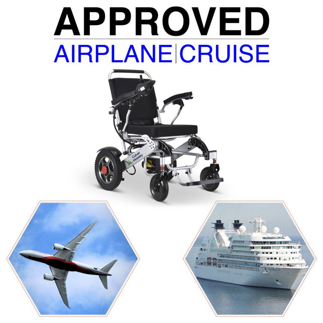 Culver Mobility - WILDCAT - Foldable Ultra Lightweight Heavy Duty Airline Approved Electric Wheelchair 330 Lbs. Max Load-500W-13 Miles - SILVER