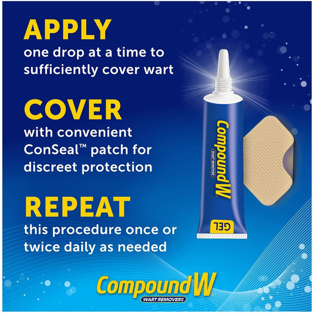 Compound W Maximum Strength Fast Acting Gel Wart Remover with 12 Conseal Patches, 0.25 Oz