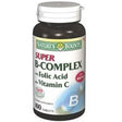 Super B-Complex Vitamin Supplement with Folic Acid and Vitamin C by Natures Bounty - 100 Ea, 3 Pack